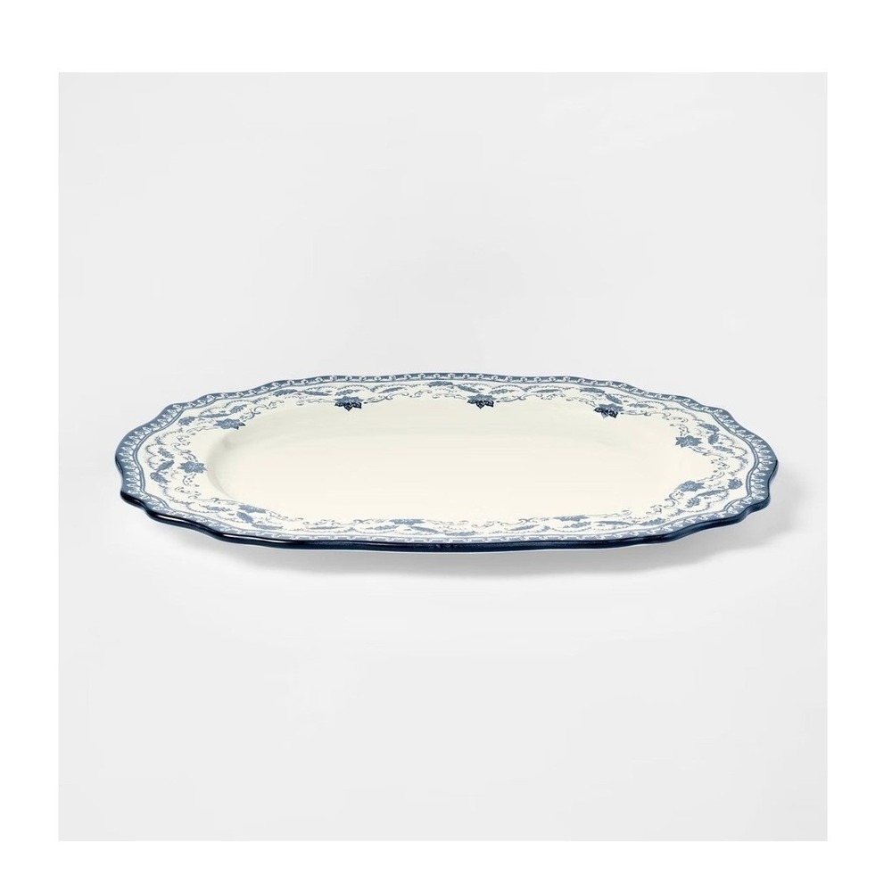 Christmas Stoneware Serve Platter Blue Pattern‎ - Threshold Studio McGee, Target